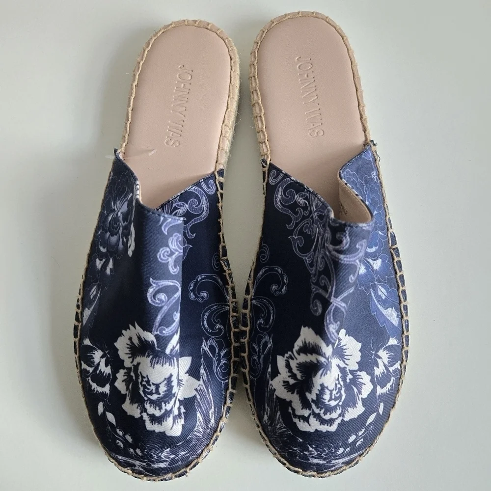 New JOHNNY WAS Olivia Mule Espadrille Flats NWOT Size 8.5